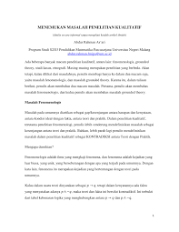 Berikut adalah contoh rumusan masalah untuk makalah, penelitian (kuantitatif/kualitatif), karya ilmiah, proposal, dan skripsi. Pdf Menemukan Masalah Penelitian Kualitatif