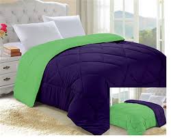 Single comforter ebern designs color: Downtown Purple Lime Green Reversible College Comforter Twin Xl