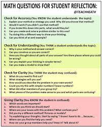 24 Questions To Enhance Students Reflective And Critical Thinking Skills Math Classroom Education Math Middle School Math