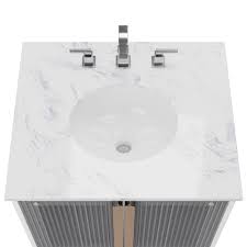 JEAREY Bathroom Vanties with Top 24-in White Single Sink Bathroom Vanity with White Ceramic Top
