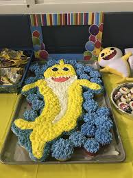 2nd Birthday Baby Shark Cupcake Cake Baby Shark Cupcake Cake Shark Themed Birthday Party Shark Theme Birthday Shark Cupcakes