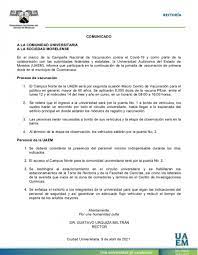 ¿tiene decidido aplicarse la vacuna? Comunicado Rectoria 09 04 21 Vacunacion Covid Universidad Autonoma Del Estado De Morelos
