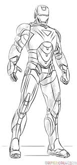 How To Draw Iron Man Step By Step Drawing Tutorials For Kids And Beginners Iron Man Art Drawing Superheroes Iron Man Drawing