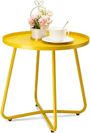 The classic outdoor coffee table brings the modern style of an indoor favorite to your outdoor space. Buy Danpinera Outdoor Side Tables Weather Resistant Steel Patio Side Table Small Round Outdoor End Table Metal Side Table For Patio Yard Balcony Garden Bedside Yellow Online In Indonesia B0928kr5b1