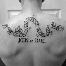 There are many people out there that are looking for a unique join or die snake tattoo.however, if you're like most of these people, you don't have the money or time to actually. Large Very Detailed Upper Back Tattoo Of Join Or Die Snake Symbol Tattooimages Biz