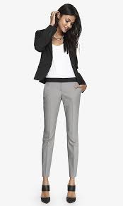 Black And Grey Dress Pants Birdseye Print Columnist Ankle Pant From Express Grey Dress Pants Outfit Dress Pants Outfits Express Outfits