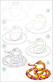 How to draw snail easy? Page Shows How To Learn Step By Step To Draw A Cute Snake Developing Royalty Free Cliparts Vectors And Stock Illustration Image 104787947