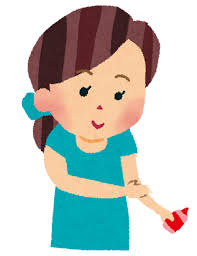 日焼けのイラスト「日焼け止めを塗る女性」 | かわいいフリー素材集 ...