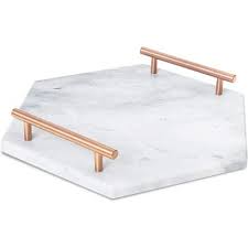 Shop bed bath & beyond for incredible savings on bathroom accessory sets you won't want to miss. Hexagon Marble Serving Tray Jewelry Trinket Tray Perfume Tray Bathroom Toilet Vanity Tray With Handle White 11 8 X10 X0 4 Target