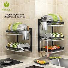 Whifea dish drying rack, kitchen storage shelf over sink, stainless steel sink dish rack, kitchen supplies organizer utensils holder, matte black (l 25.6 inch x w 12.6 inch x h 20.5 inch) 4.7 out of 5 stars. Stainless Steel Kitchen Dish Rack Desktop Plate Cutlery Cup Dish Drainer Drying Rack Wall Mount Kitchen Organizer Storage Holder Storage Holders Racks Al Stainless Steel Kitchen Kitchen Storage Shelves Kitchen