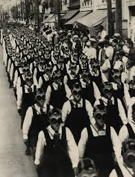 Gas Masked Japanese School Girls During Training In Tokyo C 1936 Gas Mask Nyc Subway Vintage Photography