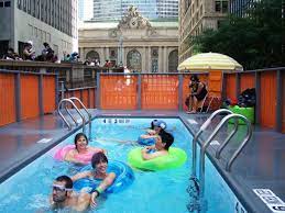 One of the top indoor swimming pools in nyc can be found on the 42nd floor of parker new york on 56th street. Photos Nyc Dumpster Pools Make A Splash With All Ages