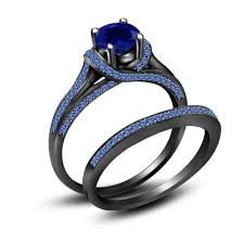 Black And Blue Wedding Band Sets Wedding Bands For Men And Women Online Wedding Rings For Him And Her Black Wedding Rings Wedding Rings Engagement Wedding Ring Sets