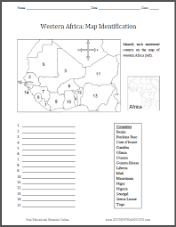 Western Africa Map Identification Worksheet Free To Print Pdf File Social Studies Worksheets Worksheets Free Geography Worksheets