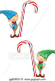Vector Illustration Elf Mascot Holding Candy Cane Eps Clipart Gg62903110 Gograph Santa claus, an elf, a present, a star, a reindeer, an angel, a candy cane and a christmas tree. gograph