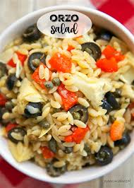 Orzo Salad Orzo Roasted Red Peppers Artichoke Hearts Capers Black Olives Tossed In A Quick Lemon Olive Orzo Salad Orzo Salad Recipes Orzo Dinner Recipes