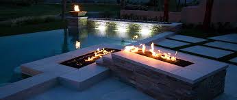 Start the fire pit and enjoy the flame. Outdoor Landscape Natural Gas Fire Pits