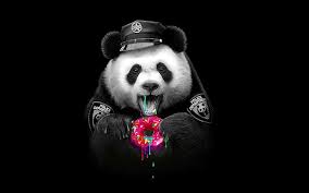 Interesting black and white picture. Hd Wallpaper Panda Food Bear Black Creative Sweet Dessert Donut Fantasy Wallpaper Flare