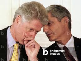 Image of CLINTON AND RUBIN WHISPER AT MICROENTERPRISE EVENT, 1997-01-30  (photo)