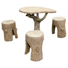 Faux Bois Table And Chair Set Faux Bois Vintage Patio Wicker Coffee Table