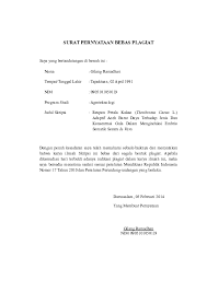 Contoh surat pernyataan keaslian skripsi. Doc Surat Pernyataan Bebas Plagiat Iskandar Ansyari Academia Edu