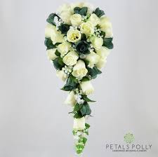 White lily roses mauve gyp teadrop bouquet. Sage Green Ivory Rose Brides Teardrop Bouquet