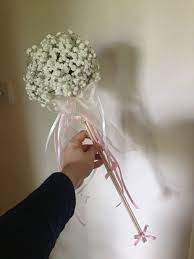Flower Girl Wand Made With Gypsophila Boho Chic Flower Girl Wand Flower Girl Inspiration Bridesmaid Flowers