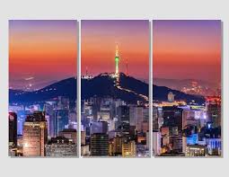 Night Seoul Skyline Seoul Canvas Art South Korea Print Seoul Wall Art Seoul Wall Decor South Korea Wall Art Office Home Dec Seoul Skyline Skyline Photo Posters