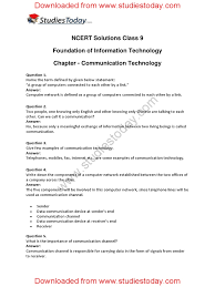 Get answers of your textbook. Ncert Solutions Class 9 Foundation Of Information Technology Communication Technology Transmission Medium Computer Network