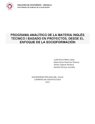 PDF) PROGRAMA ANALÍTICO DE LA MATERIA INGLÉS TÉCNICO I BASADO EN PROYECTOS,  DESDE EL ENFOQUE DE LA SOCIOFORMACIÓN