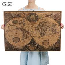 us 0 48 49 off retro world map nautical ocean map vintage kraft paper poster wall chart sticker antique home decor map world 72 5 51 5cm in wall