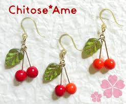ゆらゆら さくらんぼピアス イヤリング 手作り ハンドメイド ビーズルームパターン