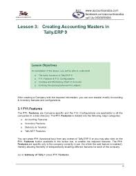 Creating Accounting Masters Tally Erp 9