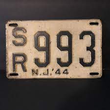 Vintage New Jersey Car License Black On Straw 1944 License Etsy Vintage Plates Car License Plates