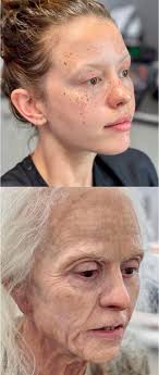 Mia Goth played the role of both Maxine and Pearl in the movie 'X' (2022).  This is Mia before and after her makeup transformation.