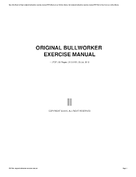 Original Bullworker Exercise Manual