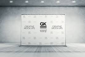 3d Press Wall Banner Mock Up Gk Mockups Store Wall Banner Branding Mockups Backdrop Design