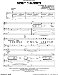 Direction Night Changes Sheet Music For Voice Piano Or Guitar