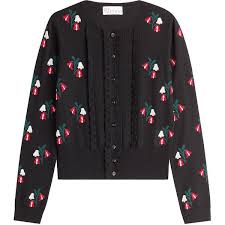 Free aran sweater knitting patterns! Red Valentino Wool Floral Knit Cardigan Floral Print Cardigan Floral Knit Knit Cardigan