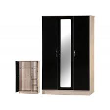 A spacious wardrobe with drawers hidden inside, thanks to which from the outside you can see just its tall, elegant fronts. Black And Walnut Alpha High Gloss 2 Door Wardrobe With Shelf And Hanging Rail Bedroom Furniture Home Kitchen Furniture