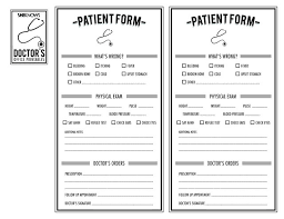 Free Printables For Pretend Play Like Doctors Patient Form