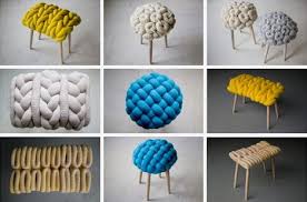 Textile Designer Stitches Stools Knits Wool Shirts For Chairs Colorful Rugs Diy Wool Textile Design