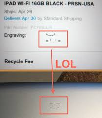 Custom engraving ideas for sweethearts. Oops Ipad Engraving Error From Apple Gives An Ascii Cat 4 Ears Osxdaily