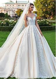 Gorgeous Tulle Scoop Neckline Ball Gown Wedding Dress With Beaded Lace Appliques Ball Gown Wedding Dress Wedding Dresses Online Wedding Dress