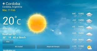 Estado Actual Y Pronostico Del Tiempo Desde El Martes 11 02 Al Lunes 17 02 Para La Ciudad De Cordoba Y Alrededores Mapas Del Tiempo Pronostico Del Tiempo Clima