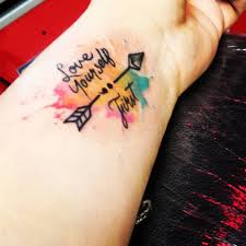 Love Yourself First Tatto Tatuaje Watercolor Arrow Semicolon Strong Tattoo Love Yourself Enough Tattoo Love Yourself Tattoo Watercolor Arrow Tattoo