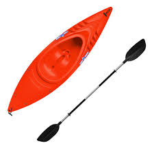 emsco tiger shark series 9 ft orange sit in kayak with dry ride wave breaker design includes 87 in deluxe sport paddle