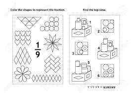 Calculating percentages can be an easy task. Two Visual Math Puzzles And Coloring Pages Color The Shapes To Represent The Fraction Find The Top View Black And White Answers Included Royalty Free Cliparts Vectors And Stock Illustration Image 102792540