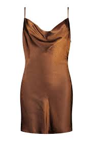 Women S Petite Satin Cowl Neck Mini Dress Boohoo Uk