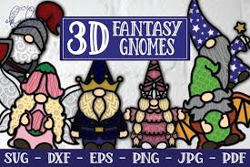 Download 3d Fantasy Gnomes 3d Svg Fairy Gnome Wizard Princess Dxf 1222115 Paper Cutting Design Bundles